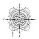 A Nordic-inspired compass with intricate gold detailing tattoo design idea