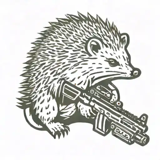 tactical hedgehog with night vision and a assault rifle tattoo design idea