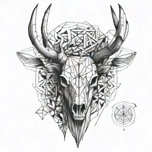 stag skull wearing tattoo design idea