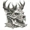 stag skull face tattoo design idea