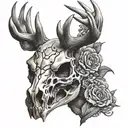 stag skull face tattoo design idea