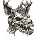 stag skull face tattoo design idea