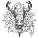 stag skull face tattoo design idea