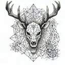 stag skull face tattoo design idea