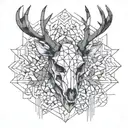 stag skull face tattoo design idea