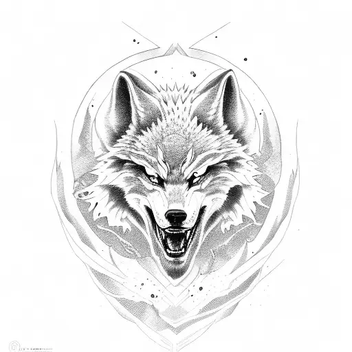 Fenrir the dark wolf furia tattoo design idea