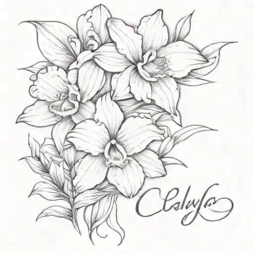 Cattleya & Layla name in cursive tattoo design idea