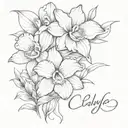 Cattleya & Layla name in cursive tattoo design idea