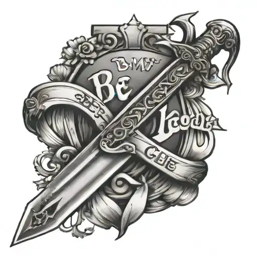 St. George's sword with the words be my guide on the blade tattoo design idea