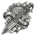 St. George's sword with the words be my guide on the blade tattoo design idea