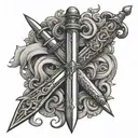 St. George's sword with the words be my guide on the blade tattoo design idea