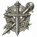 St. George's sword with the words be my guide on the blade tattoo design idea