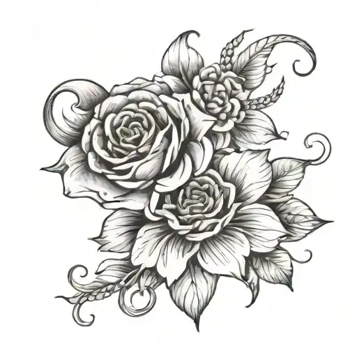 the number 111 in flowers tattoo design idea