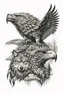 wolf and eagle  tattoo design idea