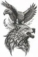 wolf and eagle  tattoo design idea