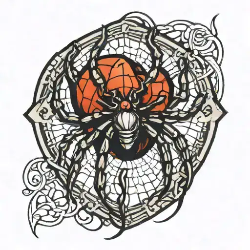 Spider with heart shaped lock tattoo design idea