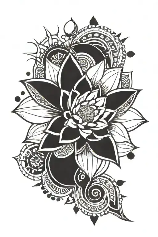 white lotus and berber tattoo design idea