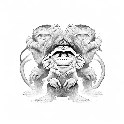 Three wise monkeys (no speak, no hear, no see) tattoo design idea