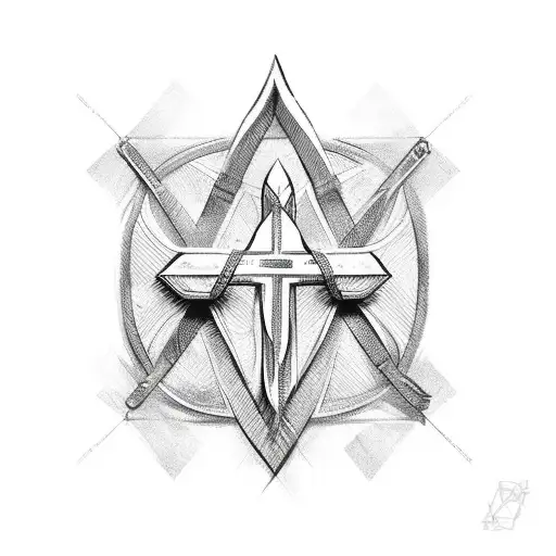 cross arrows tattoo design idea