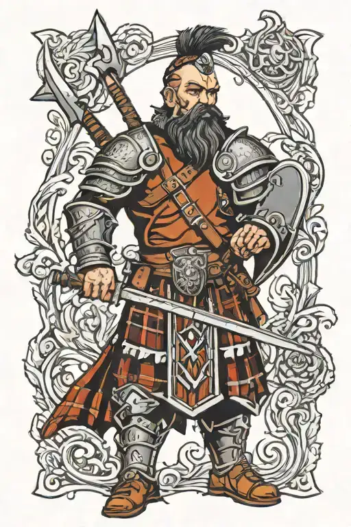 Scottish warrior holding tattoo design idea