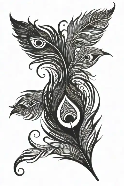 peacock feather transforming tattoo design idea