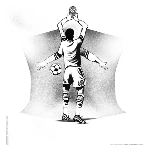 Soccer right back celebrating a victory tattoo design idea