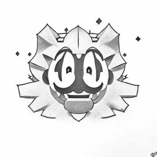 super Mario bros y Vegueta con un lobo tattoo design idea