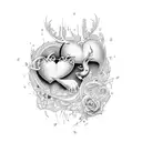 M&K and heart tattoo design idea