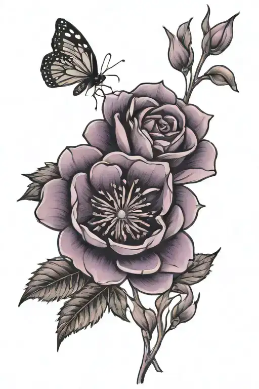 purple flower, be kind, remembrance tattoo including tattoo design idea