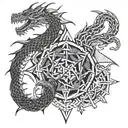 battle of snake and dragon   tattoo design idea