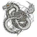 battle of snake and dragon   tattoo design idea