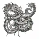 battle of snake and dragon   tattoo design idea