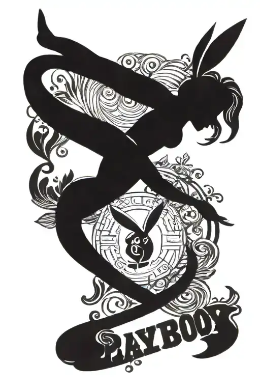 playboy logo with a women posing insite tattoo design idea