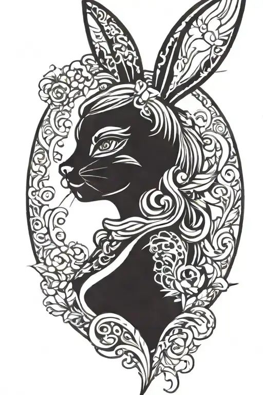 playboy bunny logo with a women face inside tattoo design idea