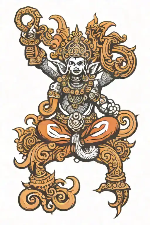 trishul Om and damru along tattoo design idea