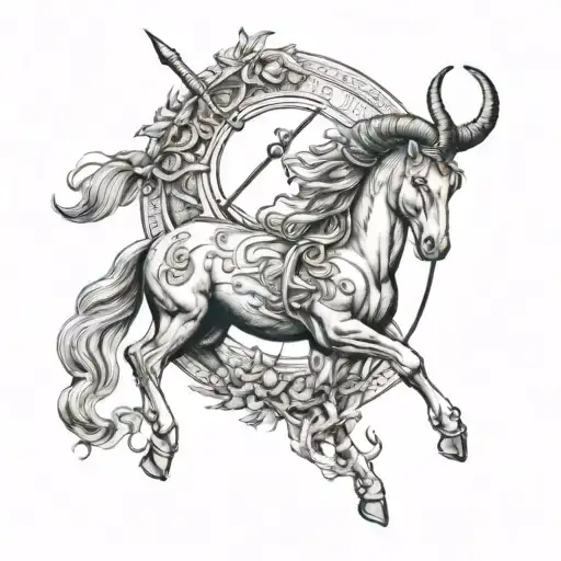 Sagittarius Aries zodiac sign tattoo design idea