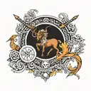 Sagittarius Aries zodiac sign tattoo design idea