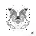 Starry metamorphosis tattoo design idea