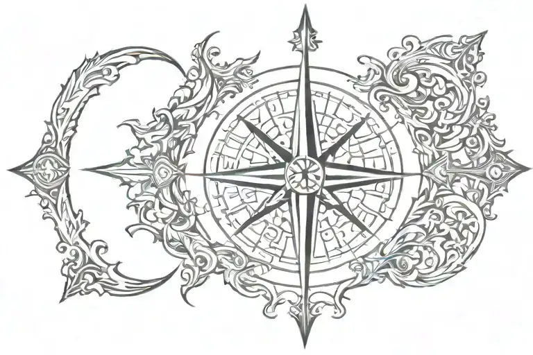 Nordic compass tattoo design idea