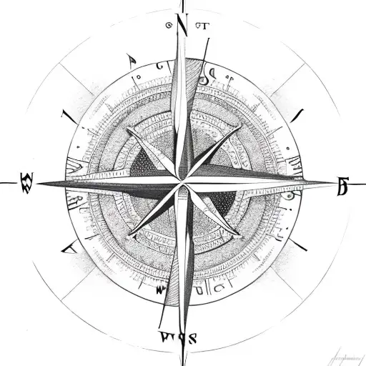 Compass, arrow with snakes tattoo design idea