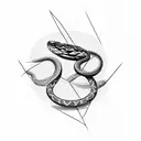  snakes wrappee on compass with arrow tattoo design idea