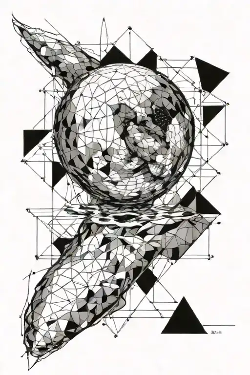 Geometrical realism for swimmers tattoo design idea