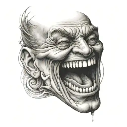 fake smile wide composition tattoo design idea