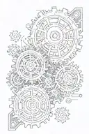 Combine a binary code with gears and cogs for a unique sleeve tattoo tattoo design idea