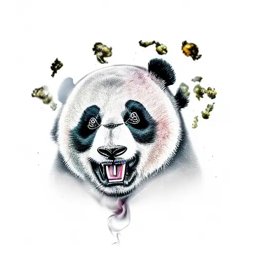 angry panda with smoke coming out of his mouth tattoo design idea