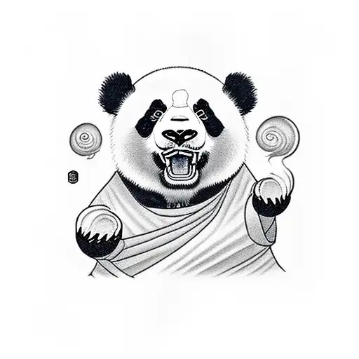 angry panda with smoke coming out of his mouth tattoo design idea