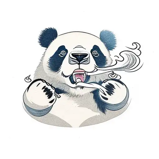 angry panda with smoke coming out of his mouth tattoo design idea