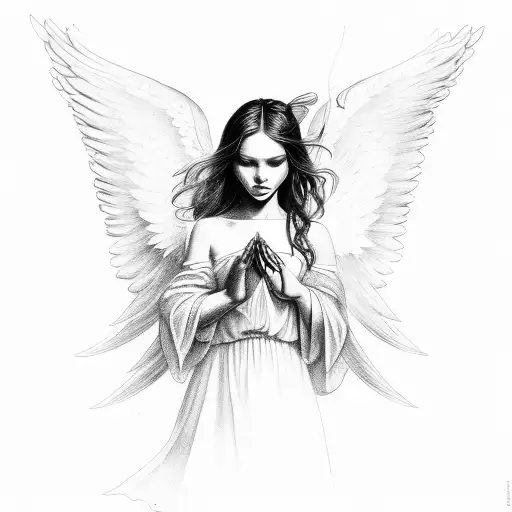 angel with rays tattoo design idea