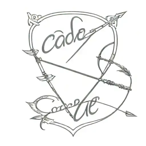 Tattoo with names cade and cruz using bow and arrows and use the bow as the lettter c but make it feminine tattoo design idea
