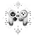 A pixelated video game controller surrounded by celestial elements tattoo design idea